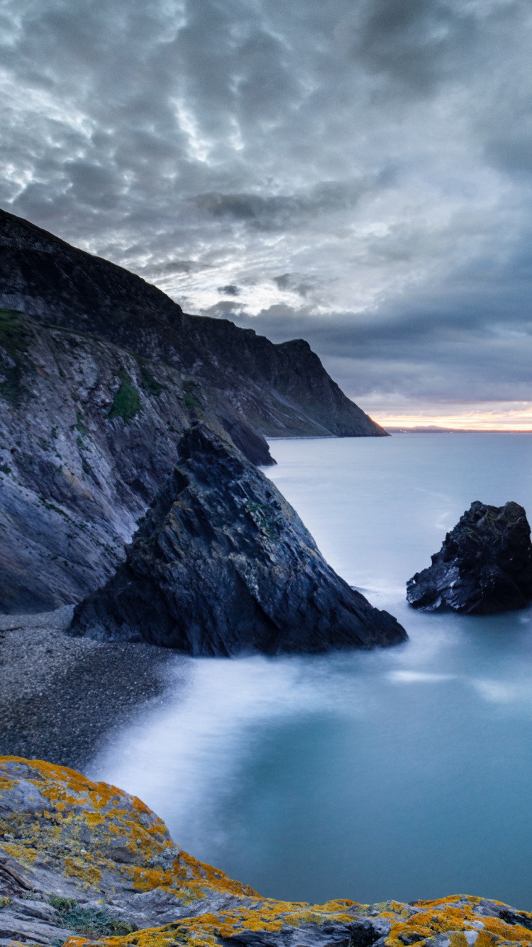 Обои природа, обрыв, море, побережье, фьорд в разрешении 750x1334