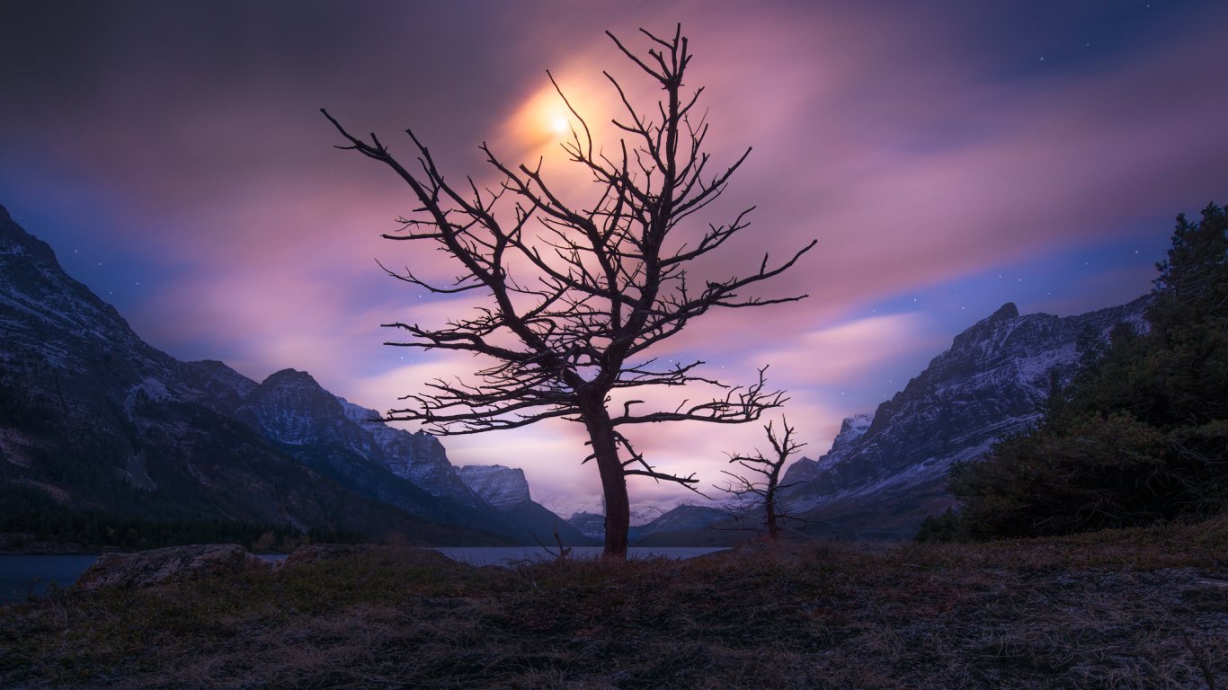 Обои природа, дерево, атмосфера, гора, Озеро Святой Марии в разрешении 1366x768