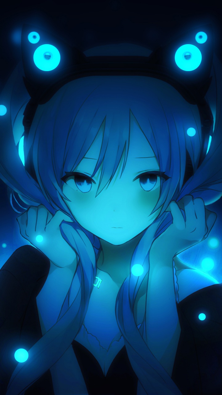 Обои Хацунэ Мику, вокалоид, Мику, свет, аниме в разрешении 720x1280