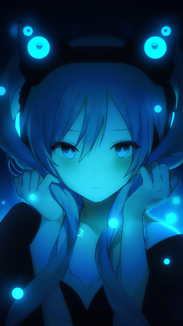 Обои Хацунэ Мику, вокалоид, Мику, свет, аниме в разрешении 750x1334