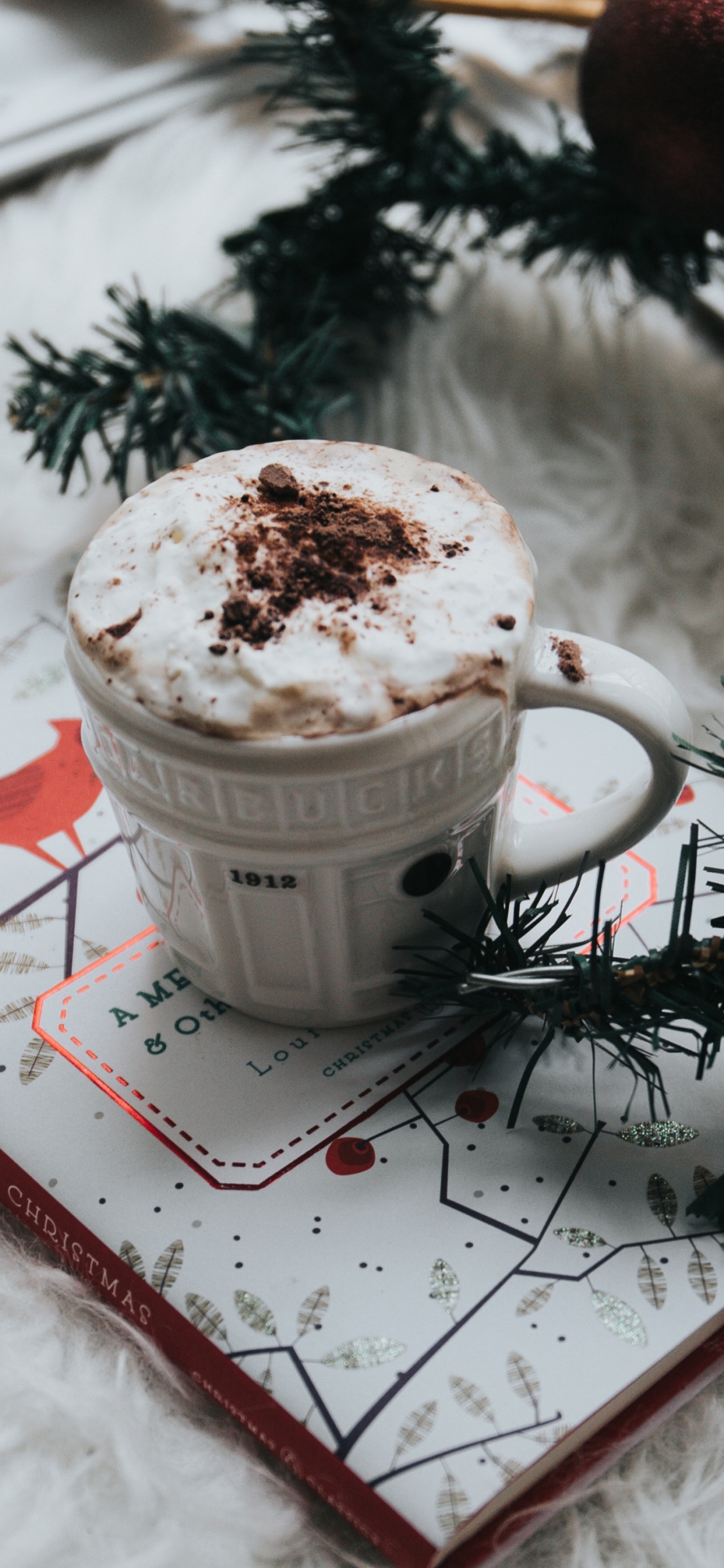 Обои чашка, пища, список пожеланий, Рождественский подарок, Новый год в разрешении 1125x2436