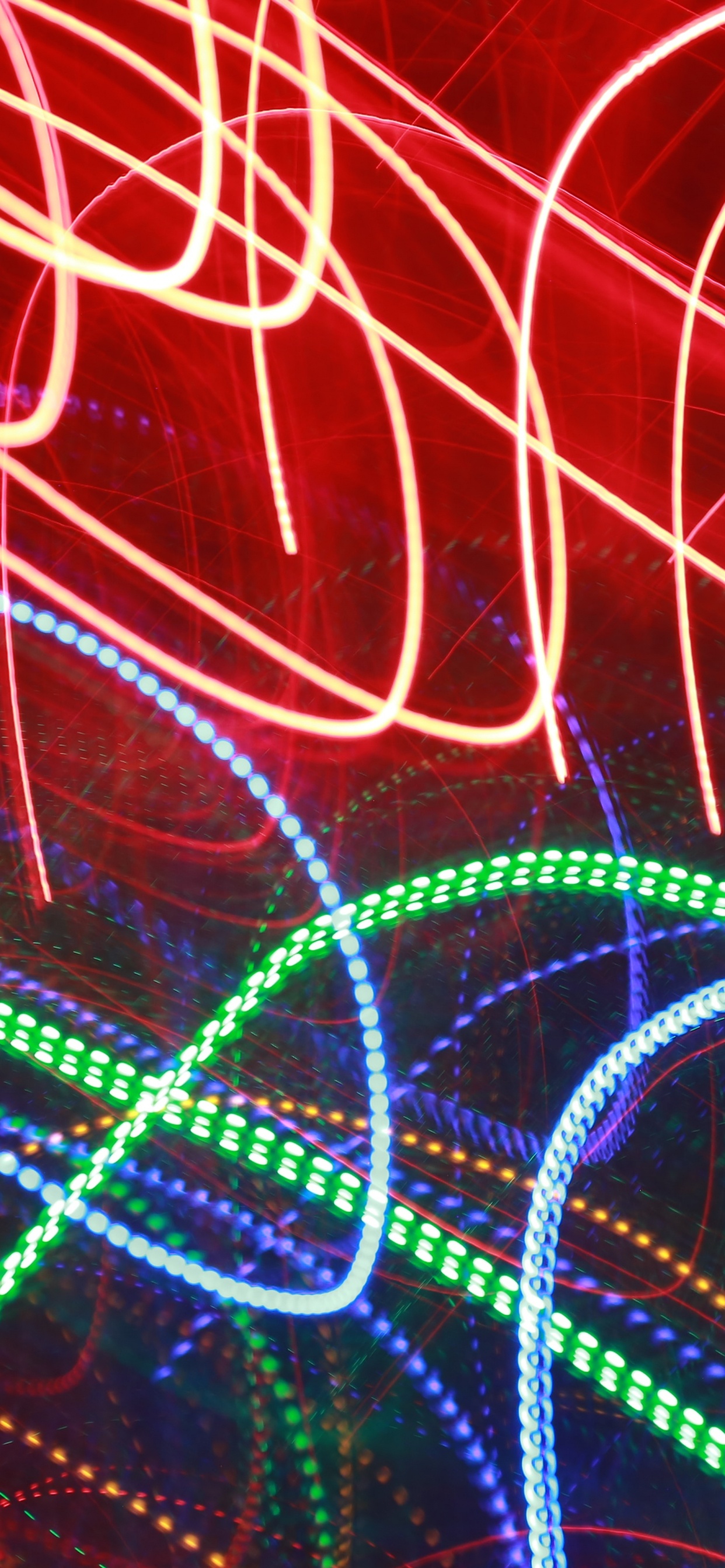 Обои линия, графика, Визуальный эффект освещения, зеленый, свет в разрешении 1242x2688