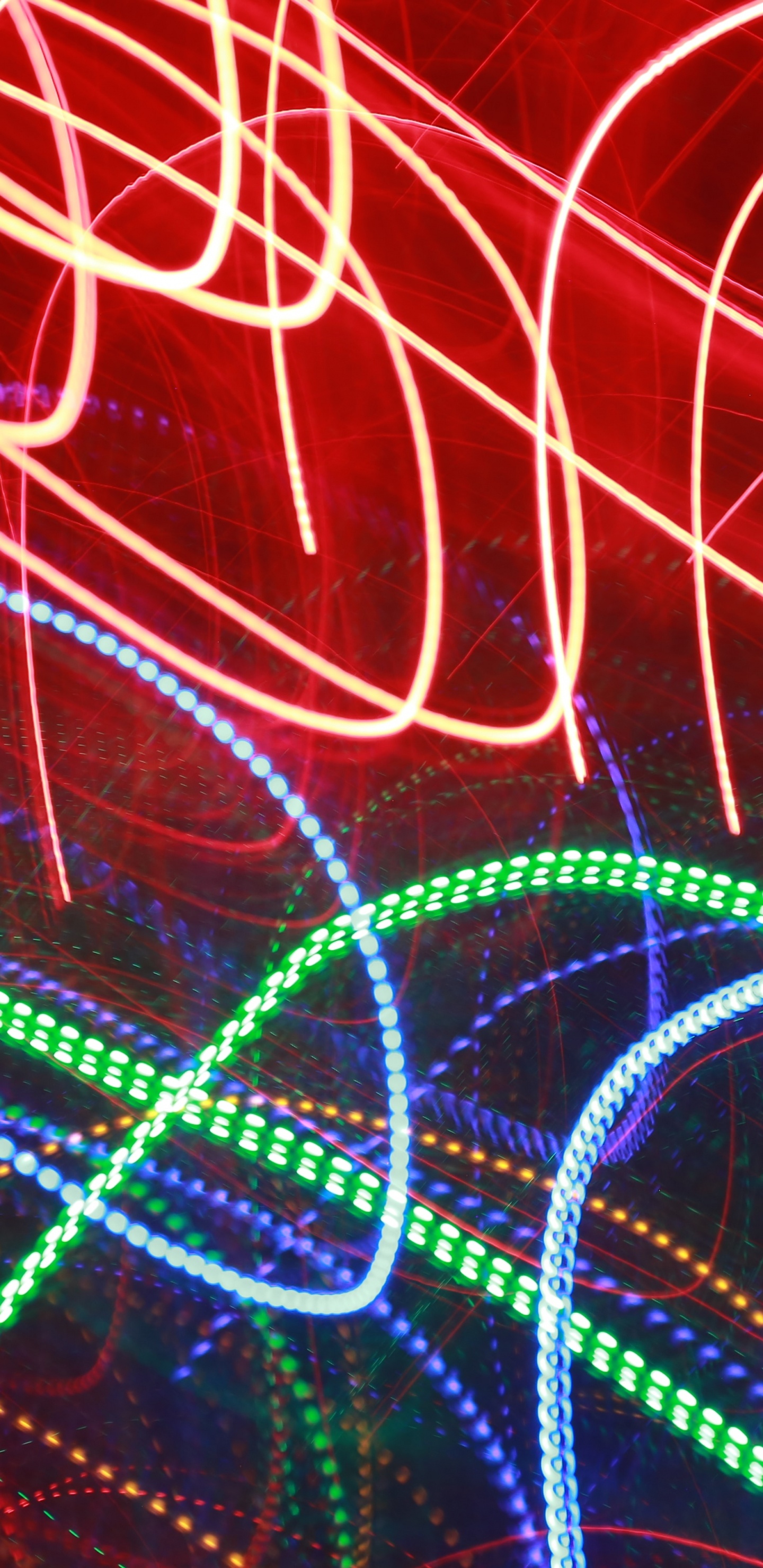 Обои линия, графика, Визуальный эффект освещения, зеленый, свет в разрешении 1440x2960