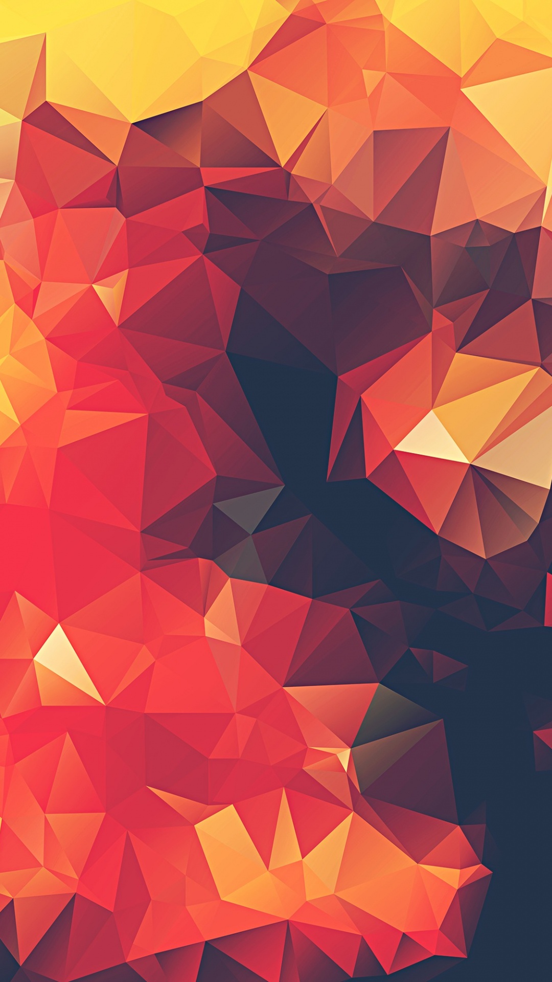 Обои Низкий поли, Апельсин, красный цвет, желтый, треугольник в разрешении 1080x1920