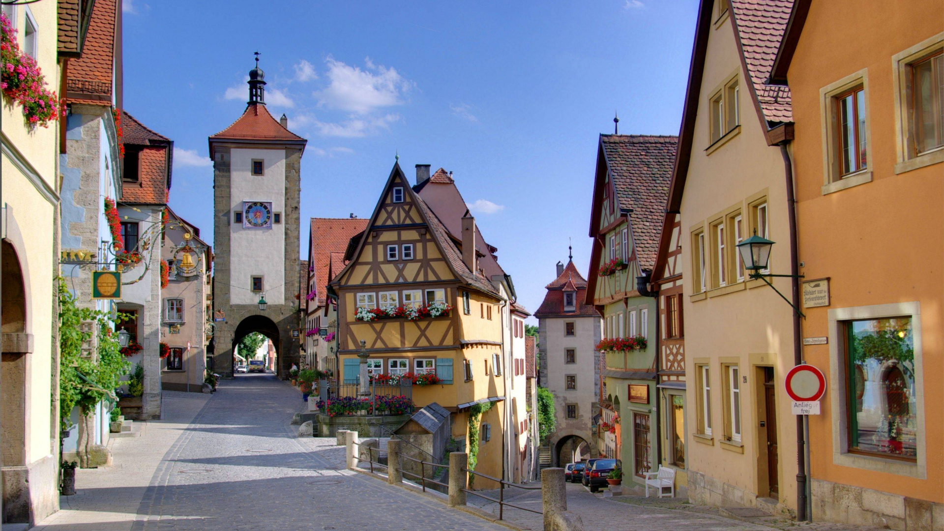 Обои Ротенбург-об-дер-Таубер, Романтическая Дорога, городок, соседство, улица в разрешении 1920x1080
