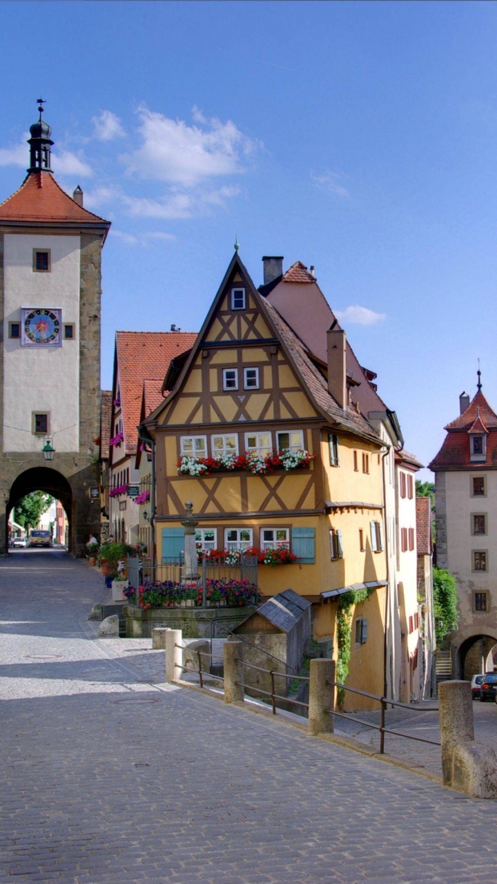 Обои Ротенбург-об-дер-Таубер, Романтическая Дорога, городок, соседство, улица в разрешении 720x1280