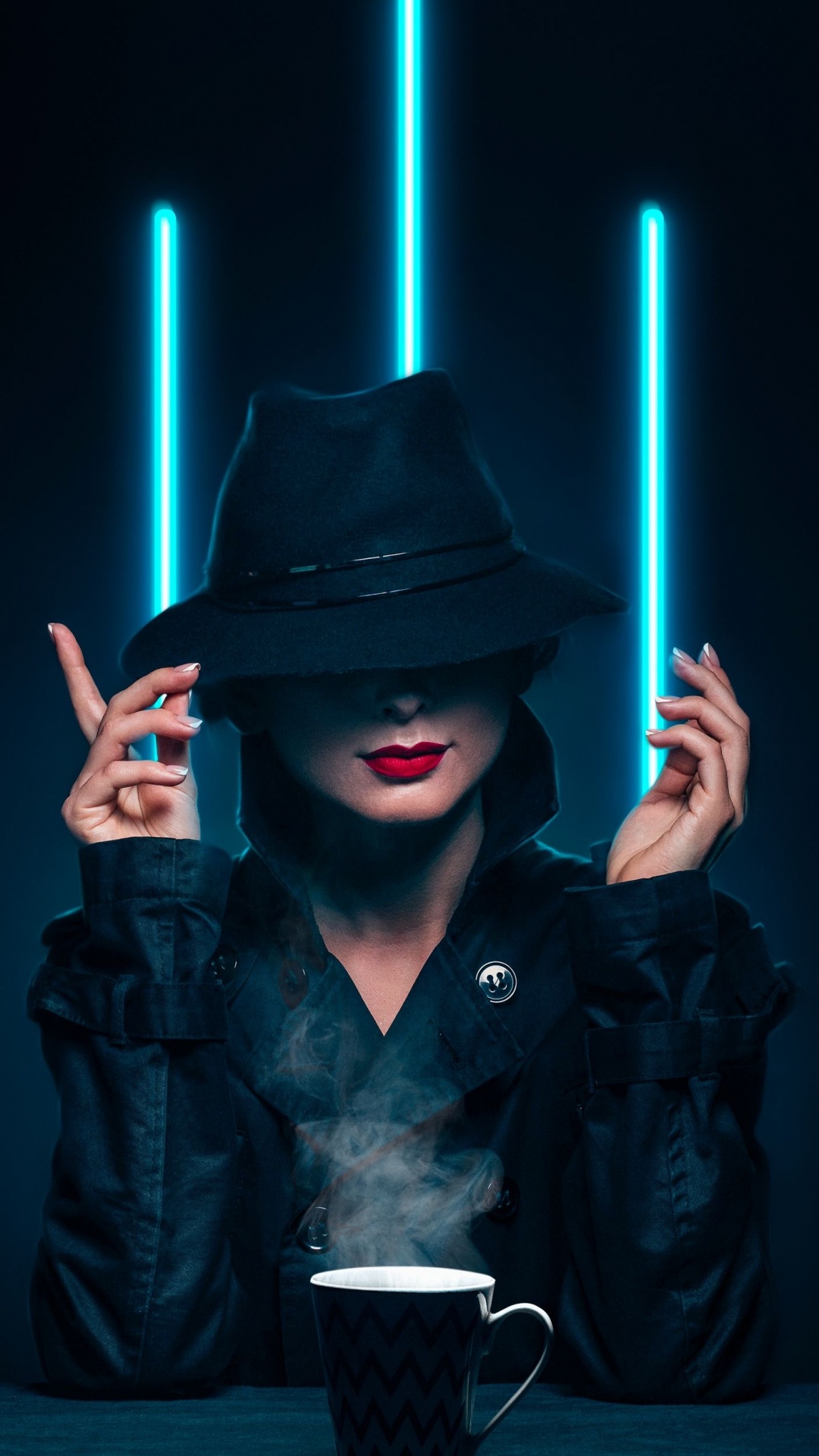 Обои шляпа, свет, солнце шляпа, пурпур, освещение в разрешении 1080x1920