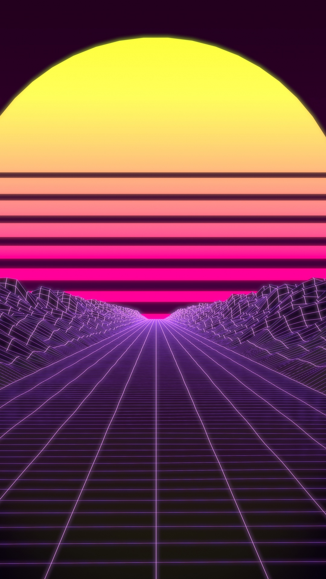 Обои Synthwave, пурпур, Фиолетовый, свет, линия в разрешении 1080x1920