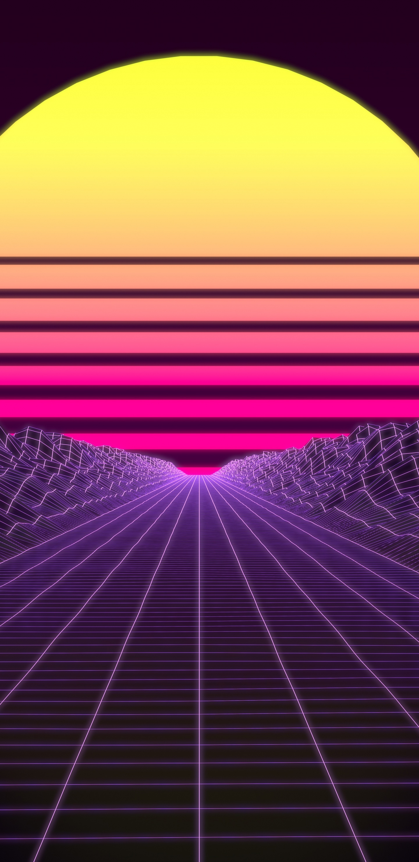 Обои Synthwave, пурпур, Фиолетовый, свет, линия в разрешении 1440x2960