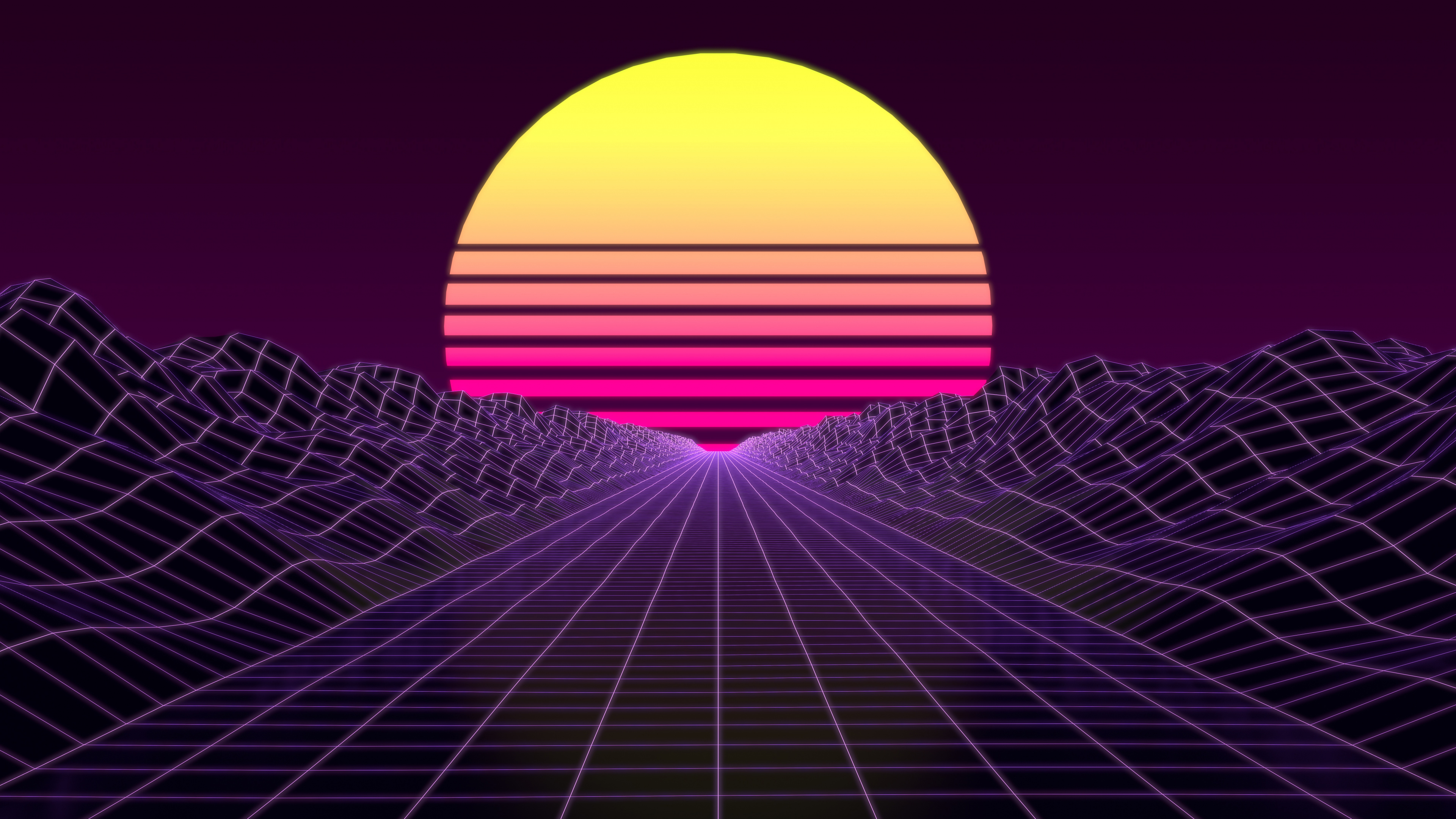 Обои Synthwave, пурпур, Фиолетовый, свет, линия в разрешении 3840x2160