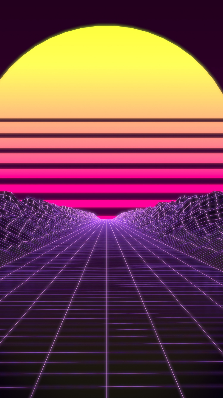 Обои Synthwave, пурпур, Фиолетовый, свет, линия в разрешении 750x1334