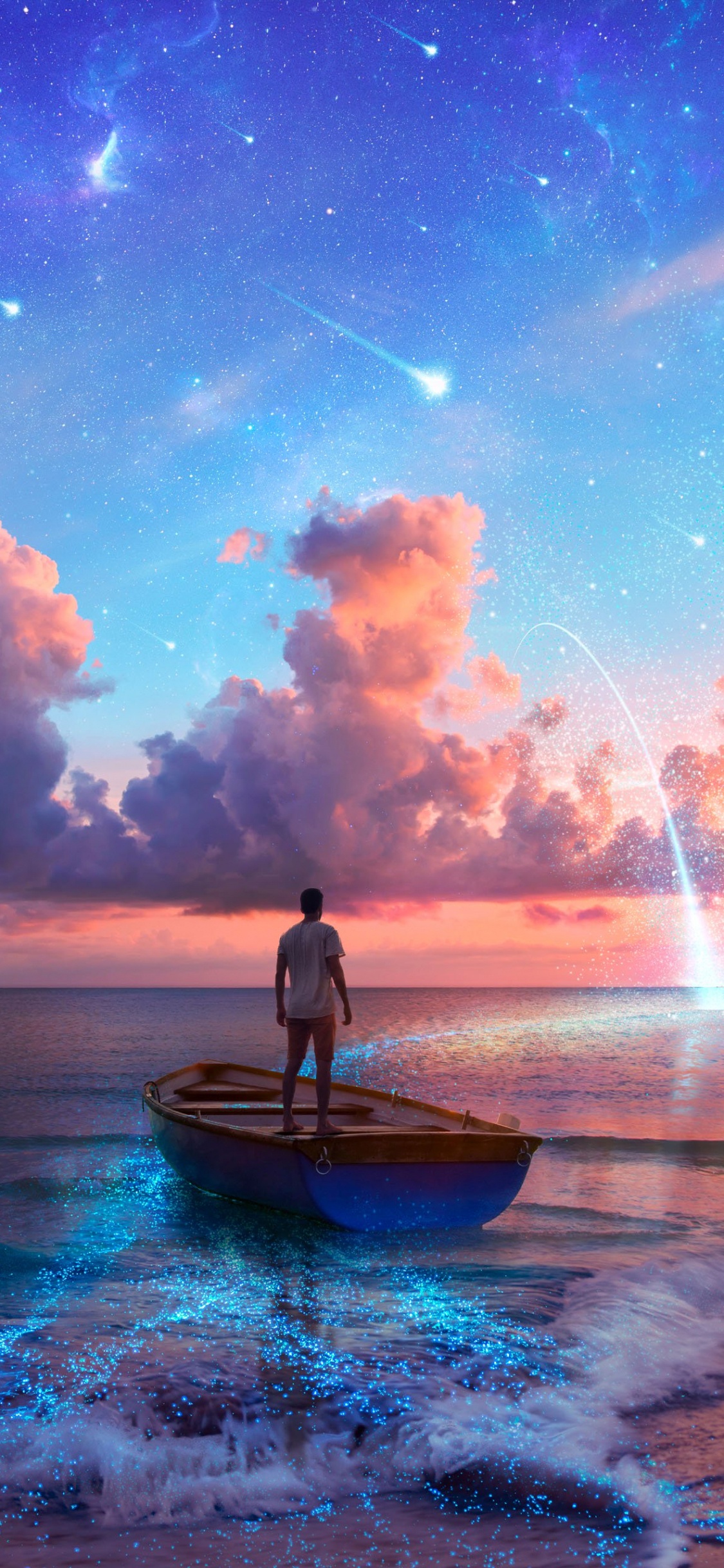 Обои рассвет зоопарк, двое, арт, soundcloud, вода в разрешении 1125x2436