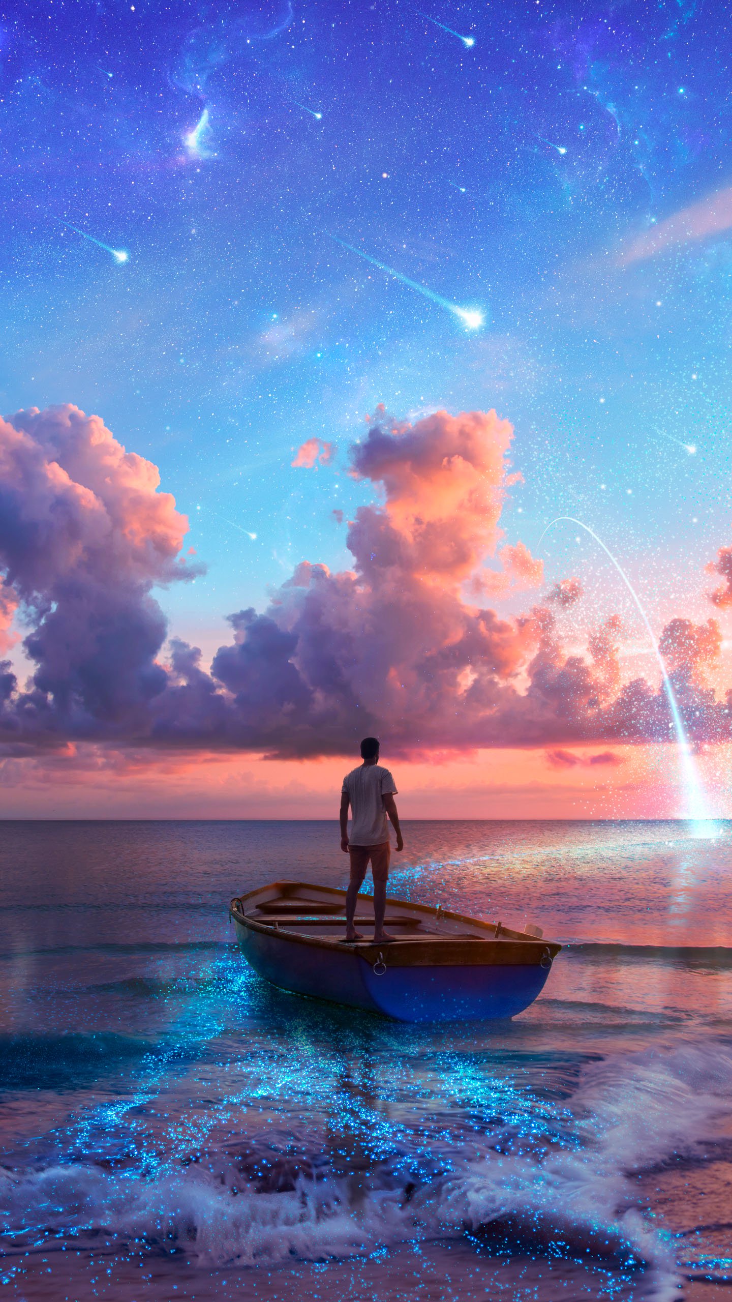 Обои рассвет зоопарк, двое, арт, soundcloud, вода в разрешении 1440x2560