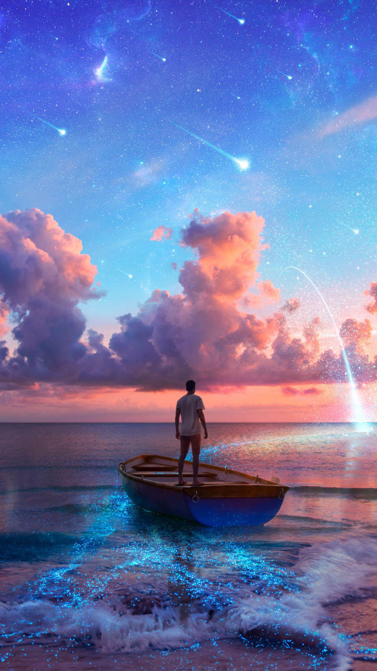 Обои рассвет зоопарк, двое, арт, soundcloud, вода в разрешении 750x1334