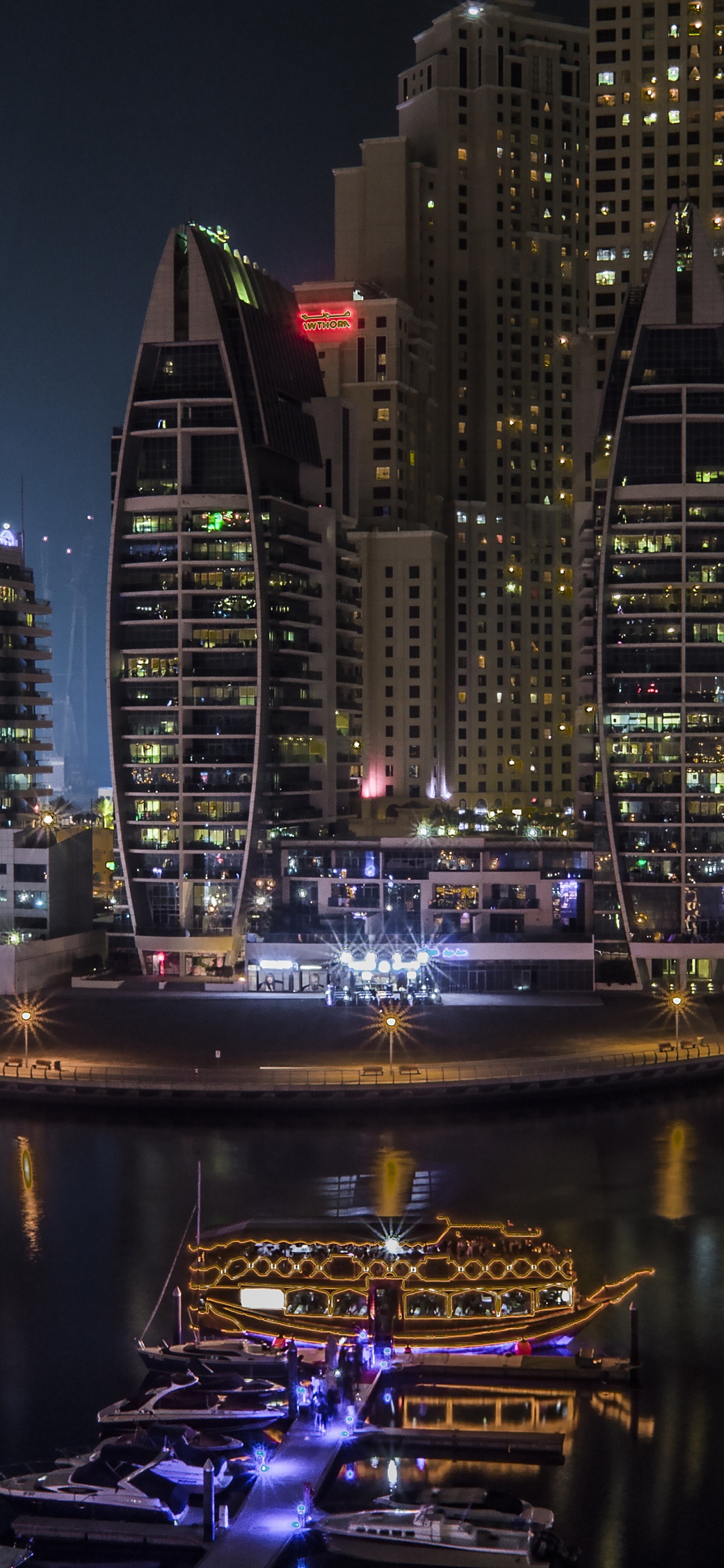 Обои город, городской пейзаж, метрополия, городской район, ночь в разрешении 1242x2688