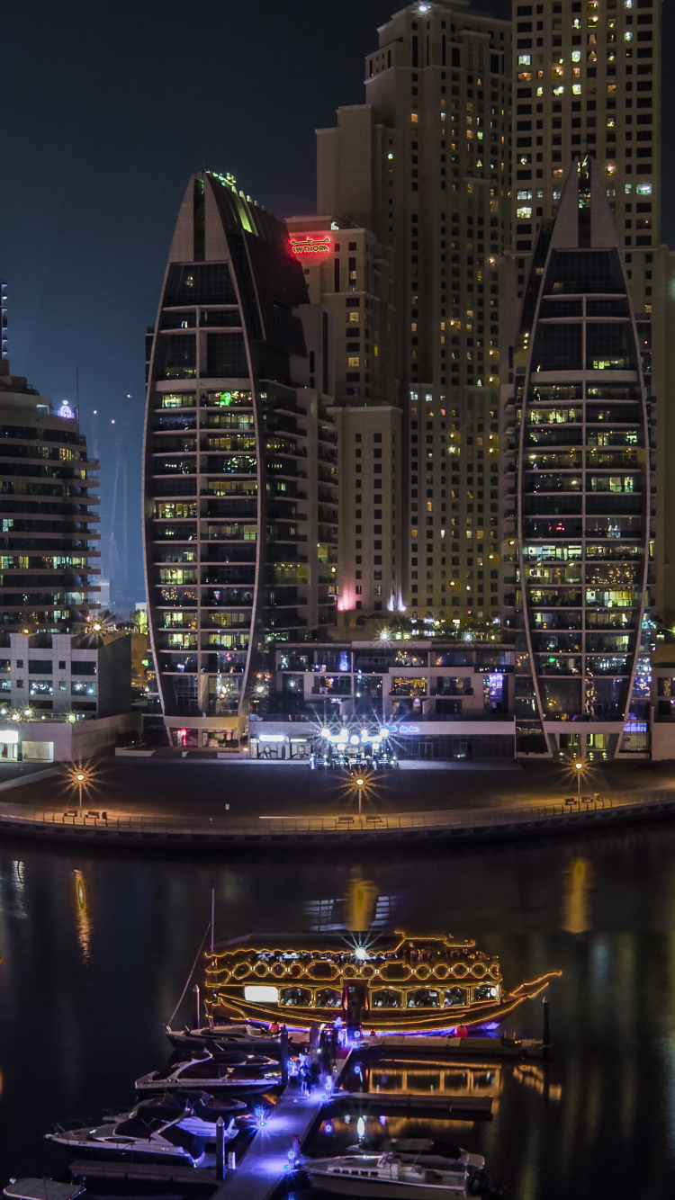 Обои город, городской пейзаж, метрополия, городской район, ночь в разрешении 750x1334