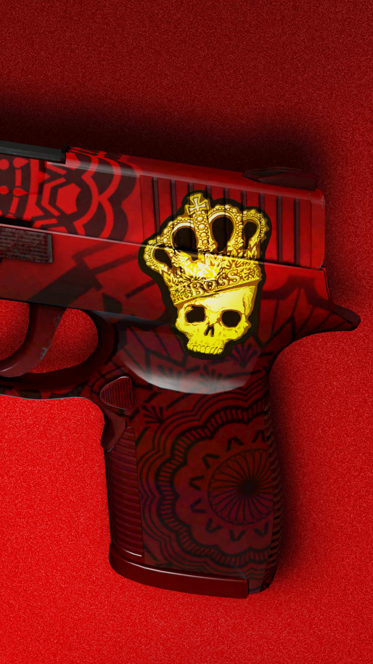 Обои орудие, красный цвет, триггер, револьвер, игры в разрешении 750x1334