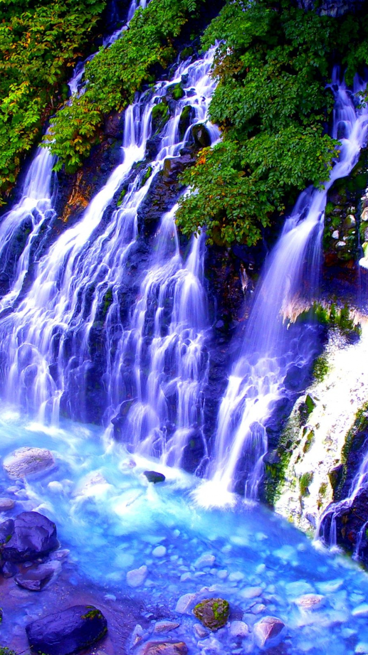 Обои водопад сироганэ, водопад, природа, водоем, гидроресурсы в разрешении 750x1334