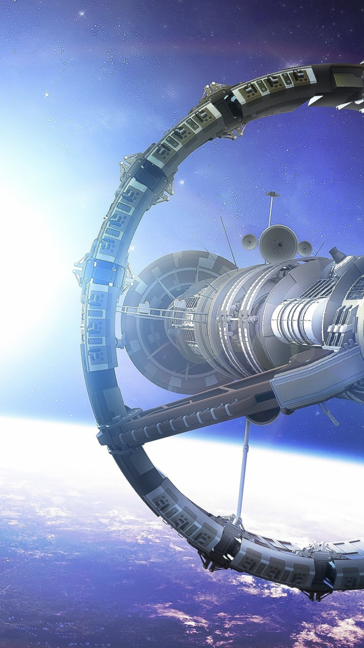 Обои космическая станция, космическое пространство, космос, космический аппарат, спутник в разрешении 750x1334