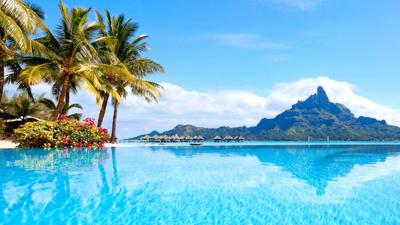 Обои пляж, море, природа, тропическая зона, природный ландшафт в разрешении 1366x768