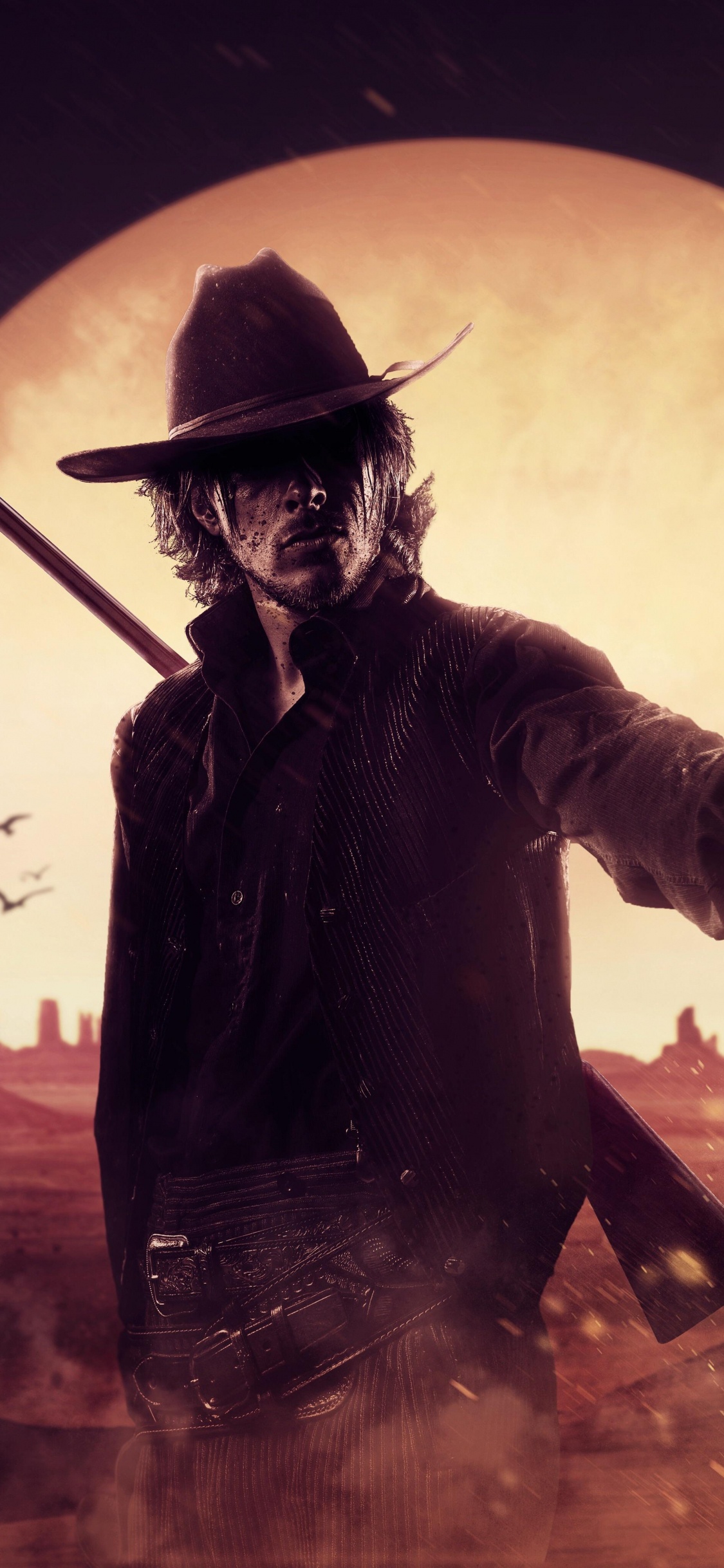 Обои red dead redemption 2, red dead redemption, иллюстрация, мир, космос в разрешении 1125x2436