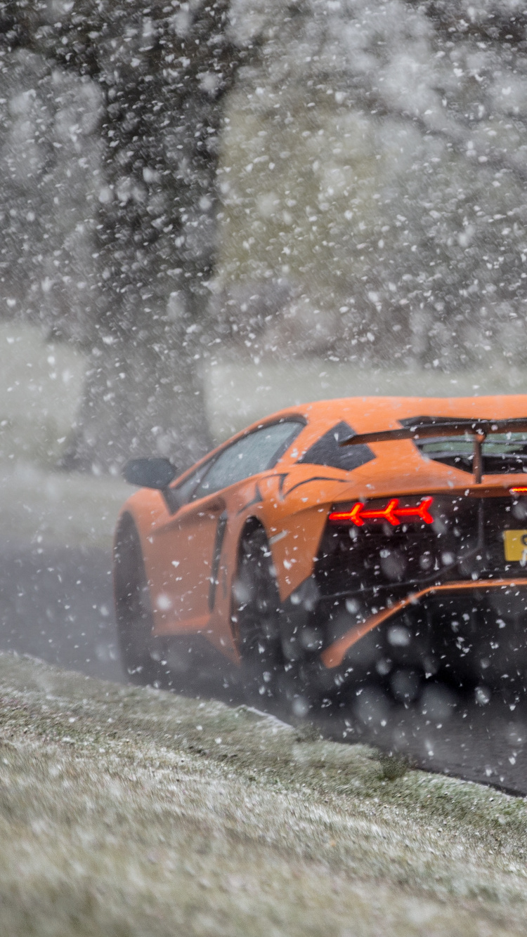 Обои Ламборджини, спорткар, суперкар, авто, снег в разрешении 750x1334