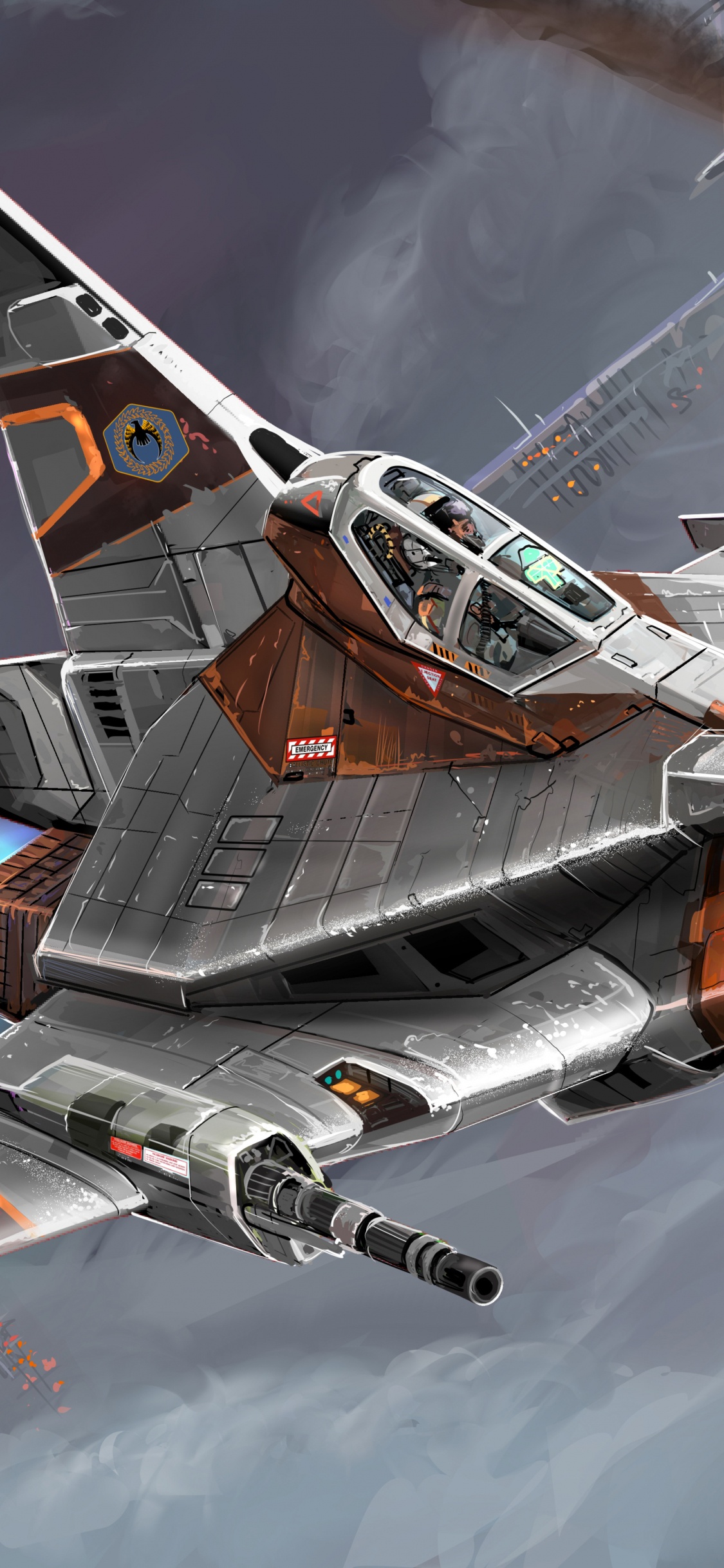 Обои цифровое искусство, арт, самолет, военный самолет, авиация в разрешении 1125x2436