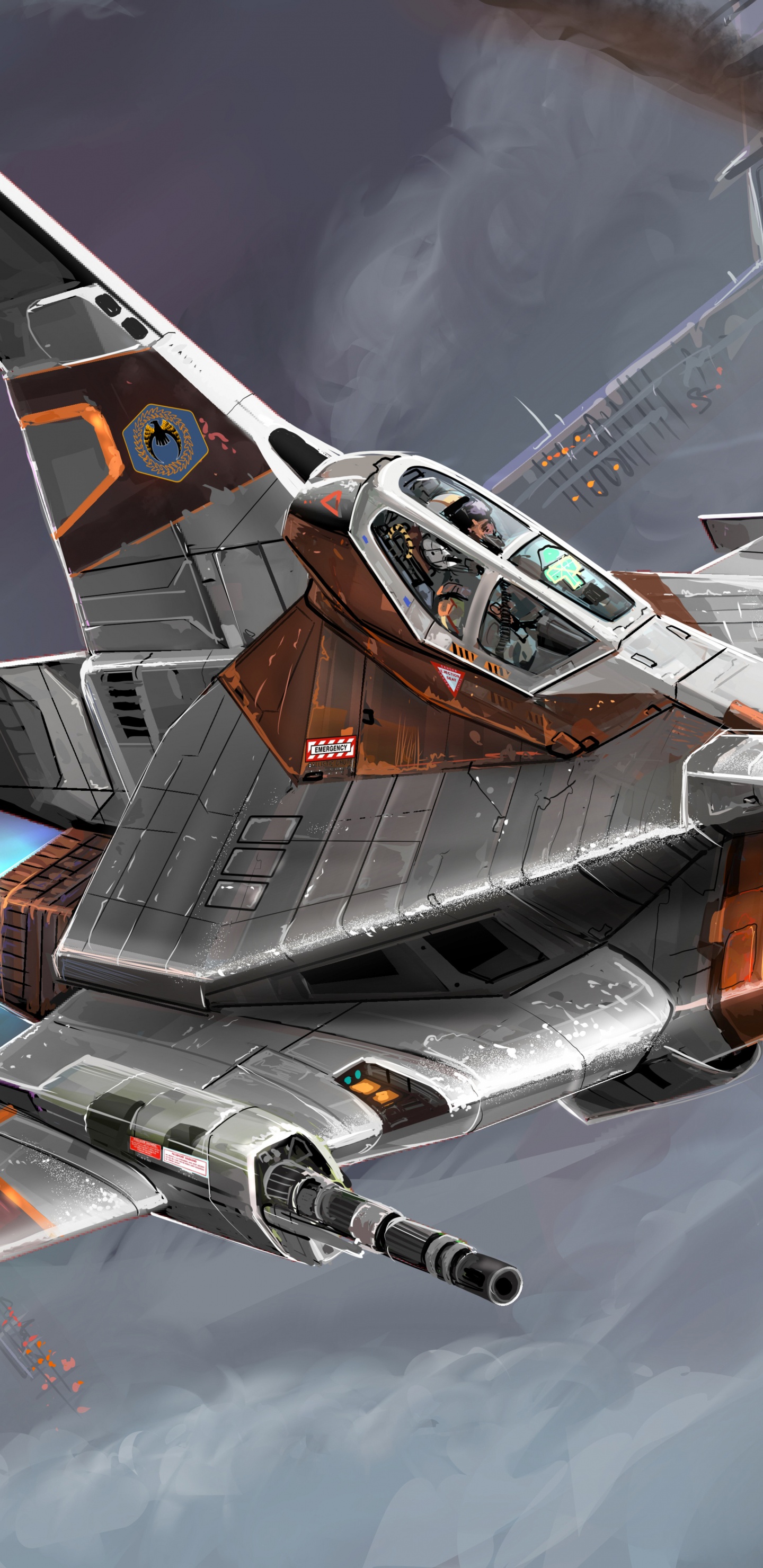 Обои цифровое искусство, арт, самолет, военный самолет, авиация в разрешении 1440x2960