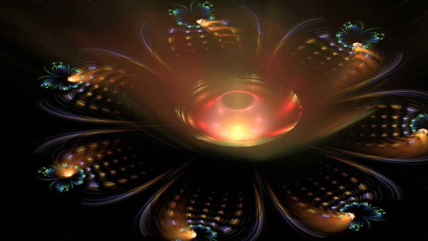 Обои фрактальное искусство, графика, симметрия, круг, космос в разрешении 1366x768