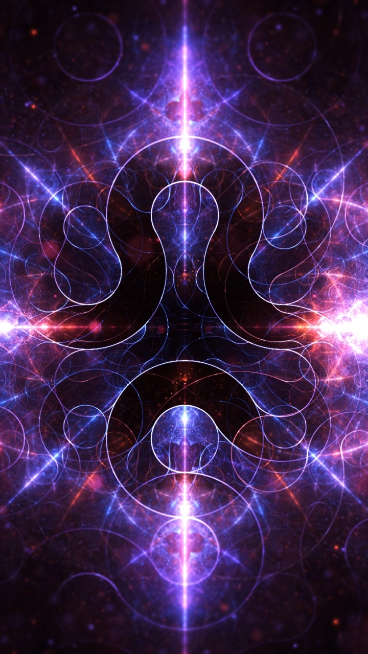 Обои свет, фрактальное искусство, фрактал, пурпур, астрономический объект в разрешении 720x1280