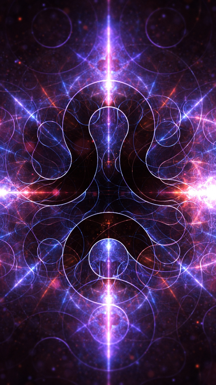 Обои свет, фрактальное искусство, фрактал, пурпур, астрономический объект в разрешении 750x1334