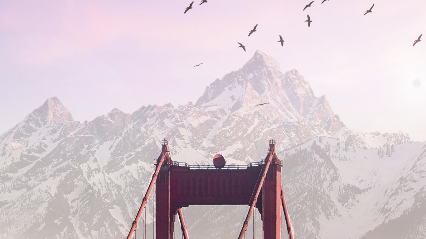 Обои облако, гора, птица, снег, природа в разрешении 1366x768