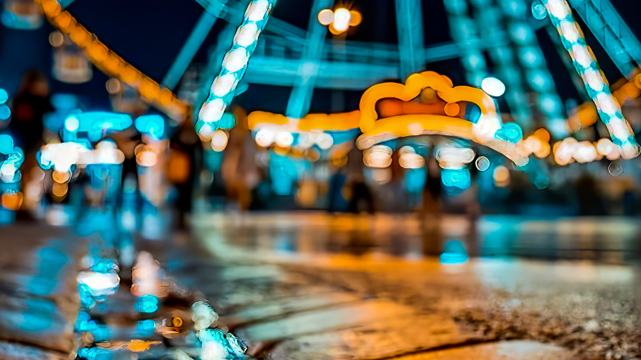 Обои колесо обозрения, свет, синий, природа, освещение в разрешении 1280x720