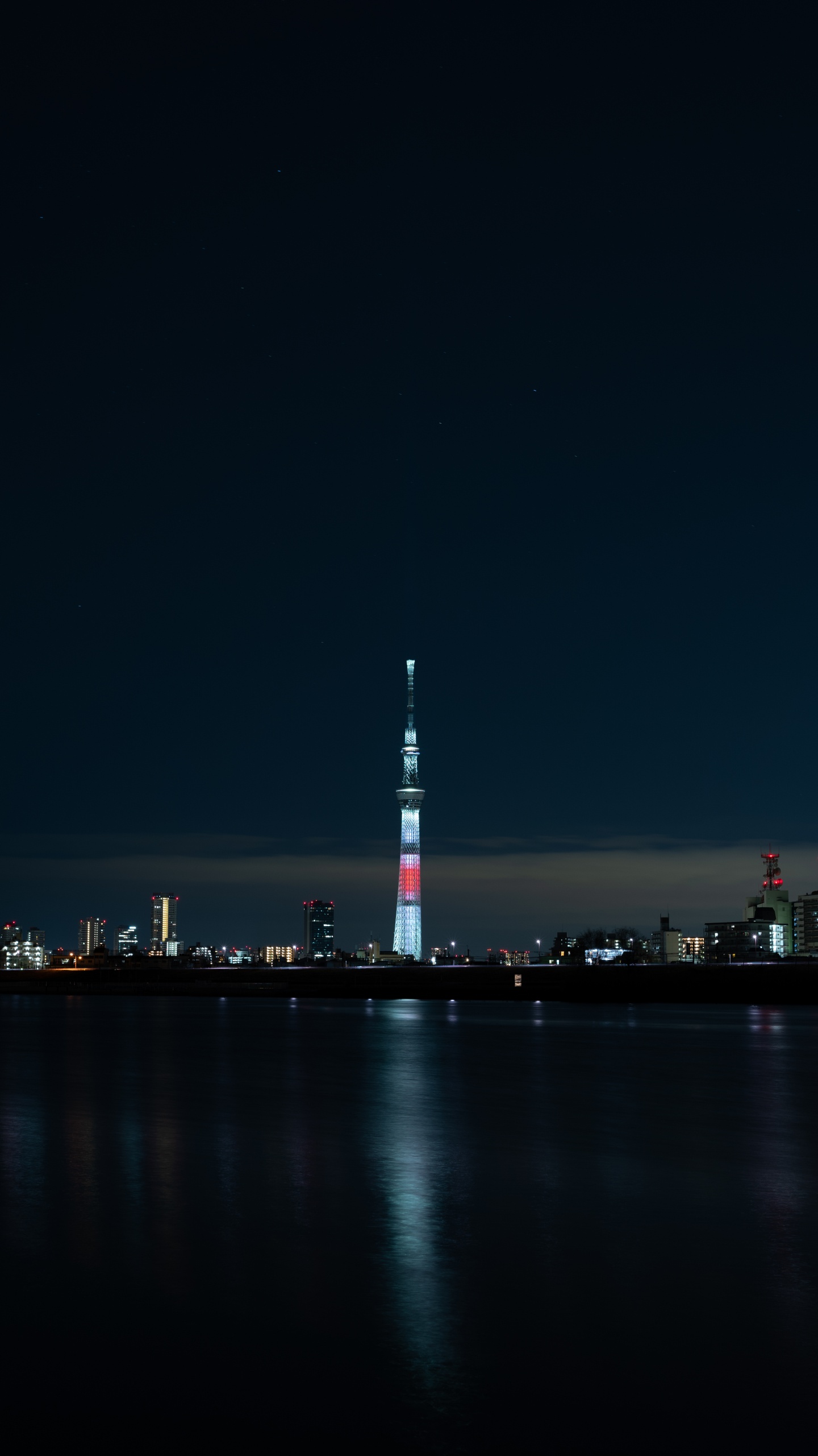 Обои вышка, ночь, ориентир, город, Япония в разрешении 1440x2560