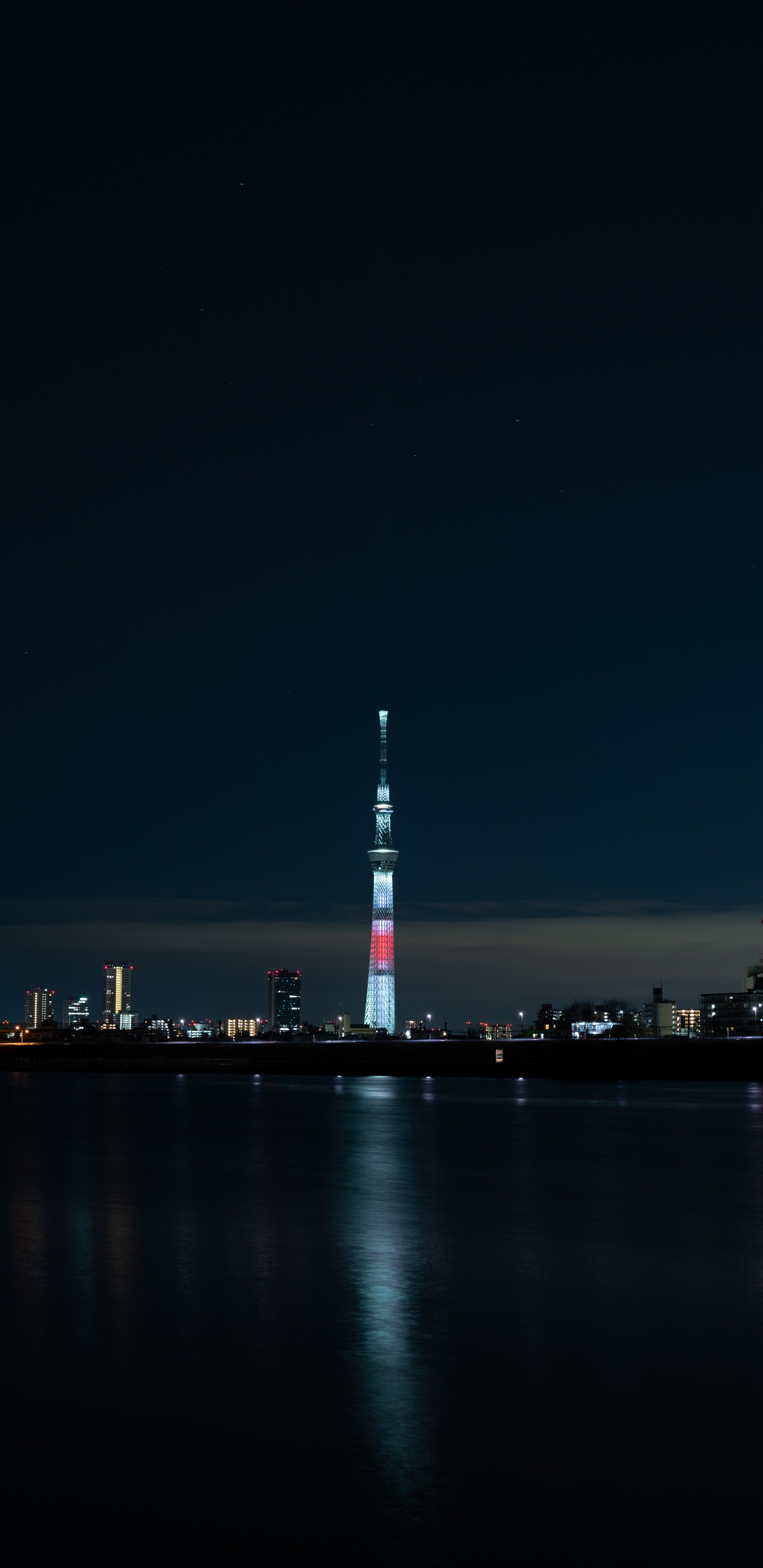 Обои вышка, ночь, ориентир, город, Япония в разрешении 1440x2960