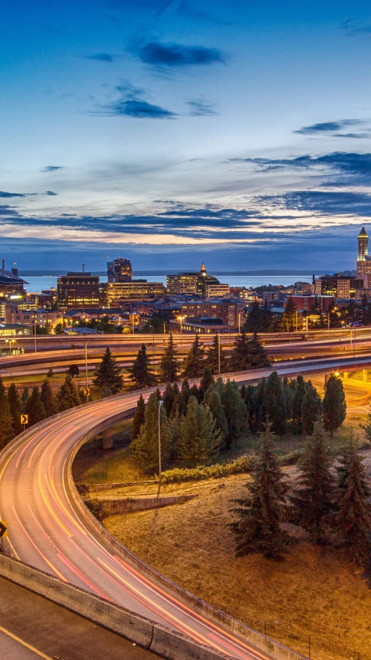 Обои Сиэтл, городской пейзаж, город, городской район, линия горизонта в разрешении 750x1334