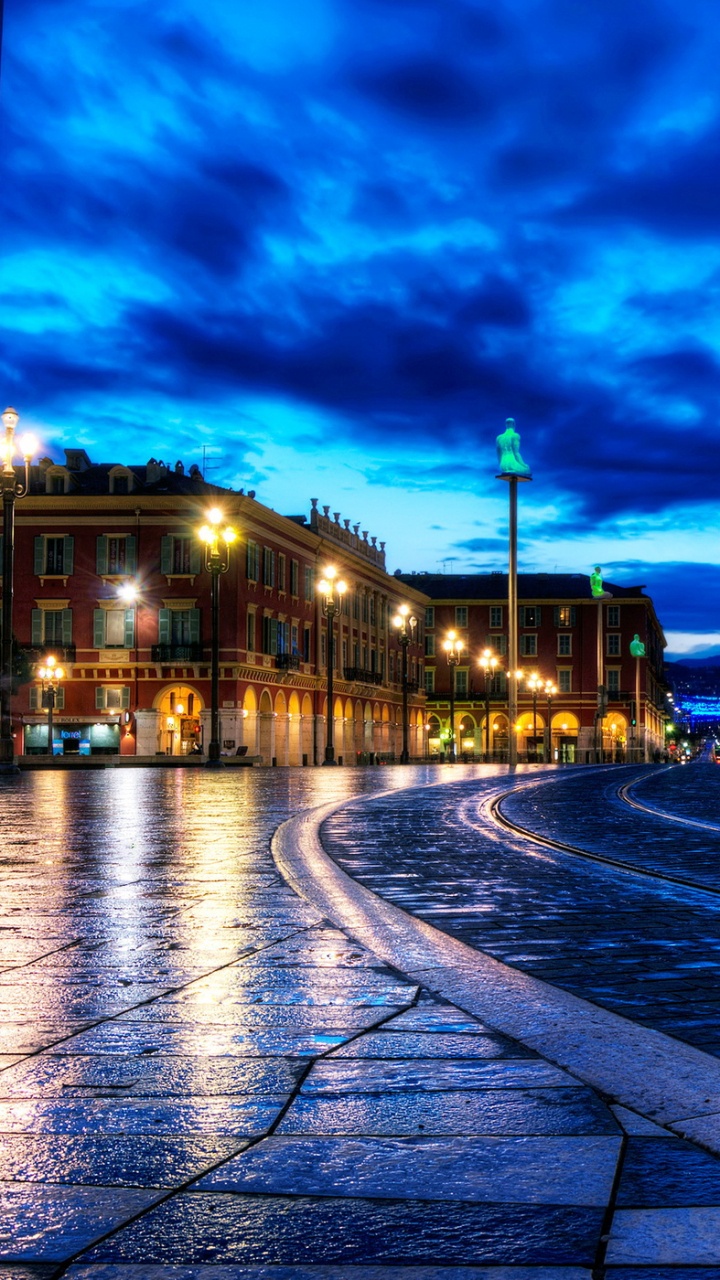 Обои ночь, город, вода, отражение, вечер в разрешении 720x1280