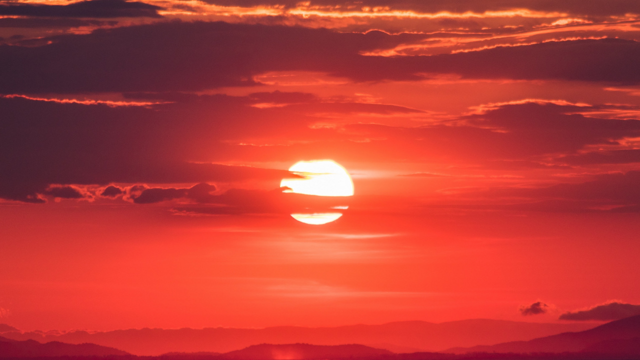 Обои закат, послесвечение, горизонт, восход солнца, солнце в разрешении 1280x720