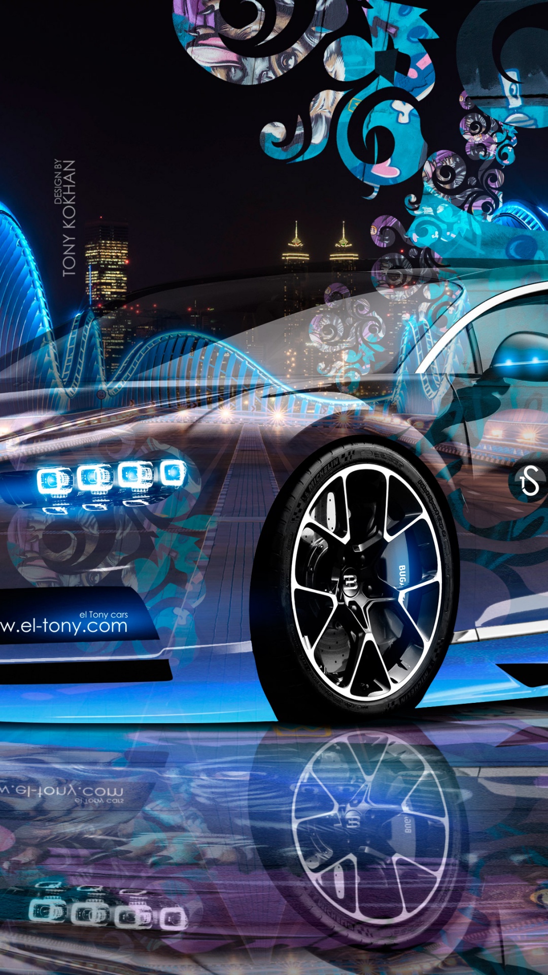 Обои авто, спорткар, городской автомобиль, граффити спорт, технологии в разрешении 1080x1920