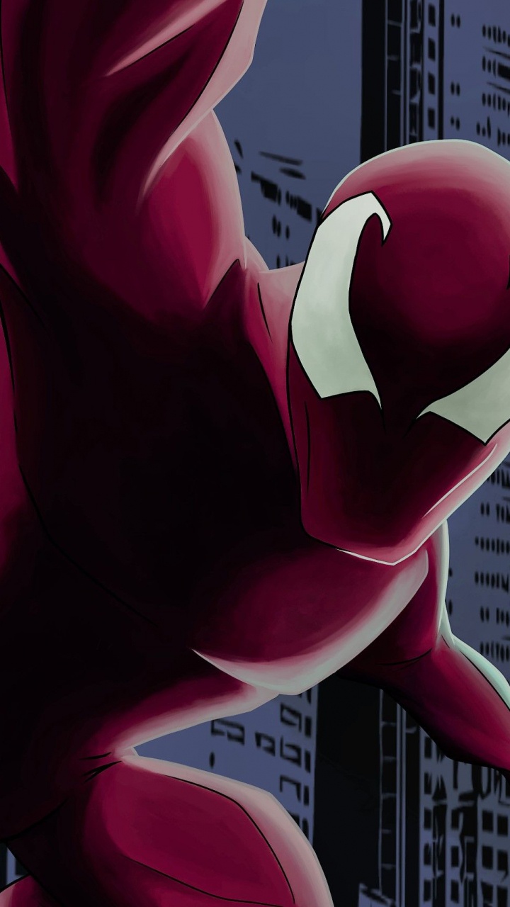 Обои человек-паук, арт, архитектура, розовый, красный цвет в разрешении 720x1280