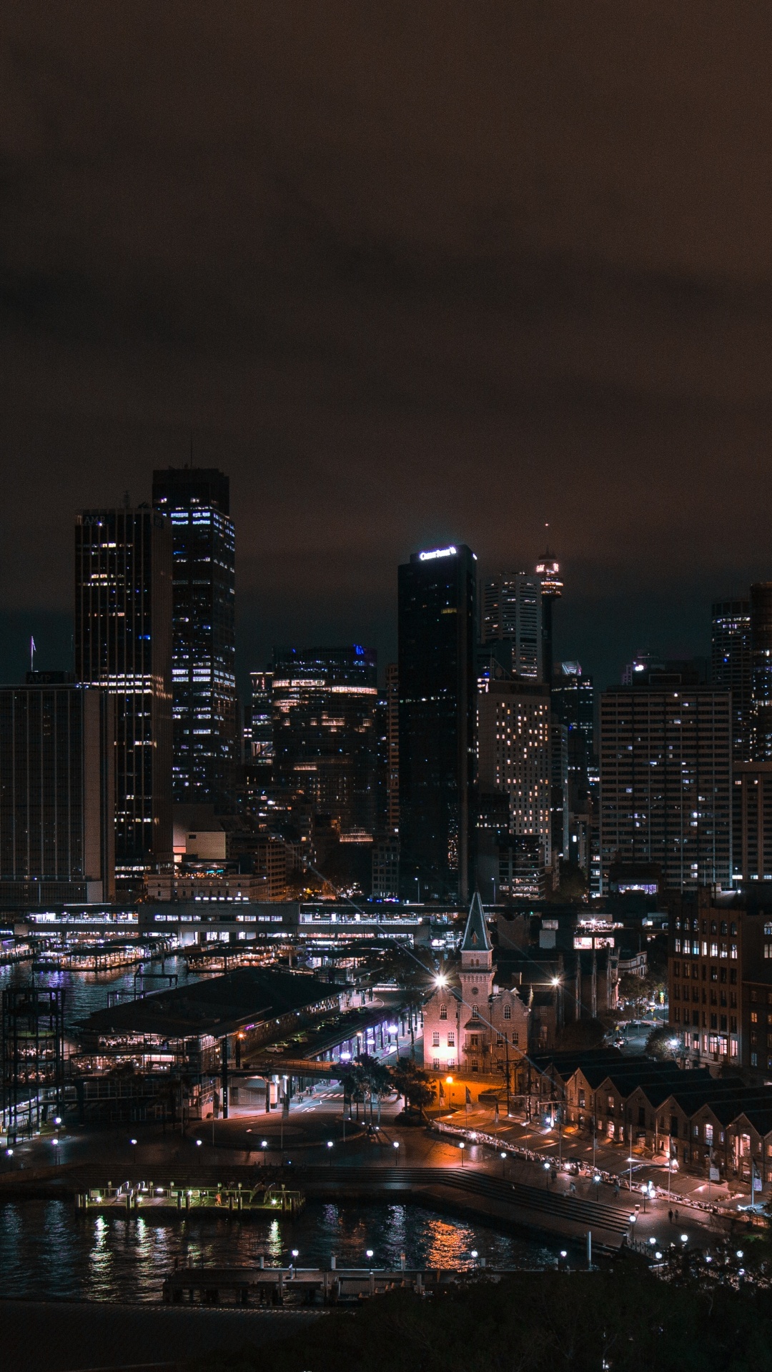 Обои город, городской пейзаж, метрополия, городской район, ночь в разрешении 1080x1920