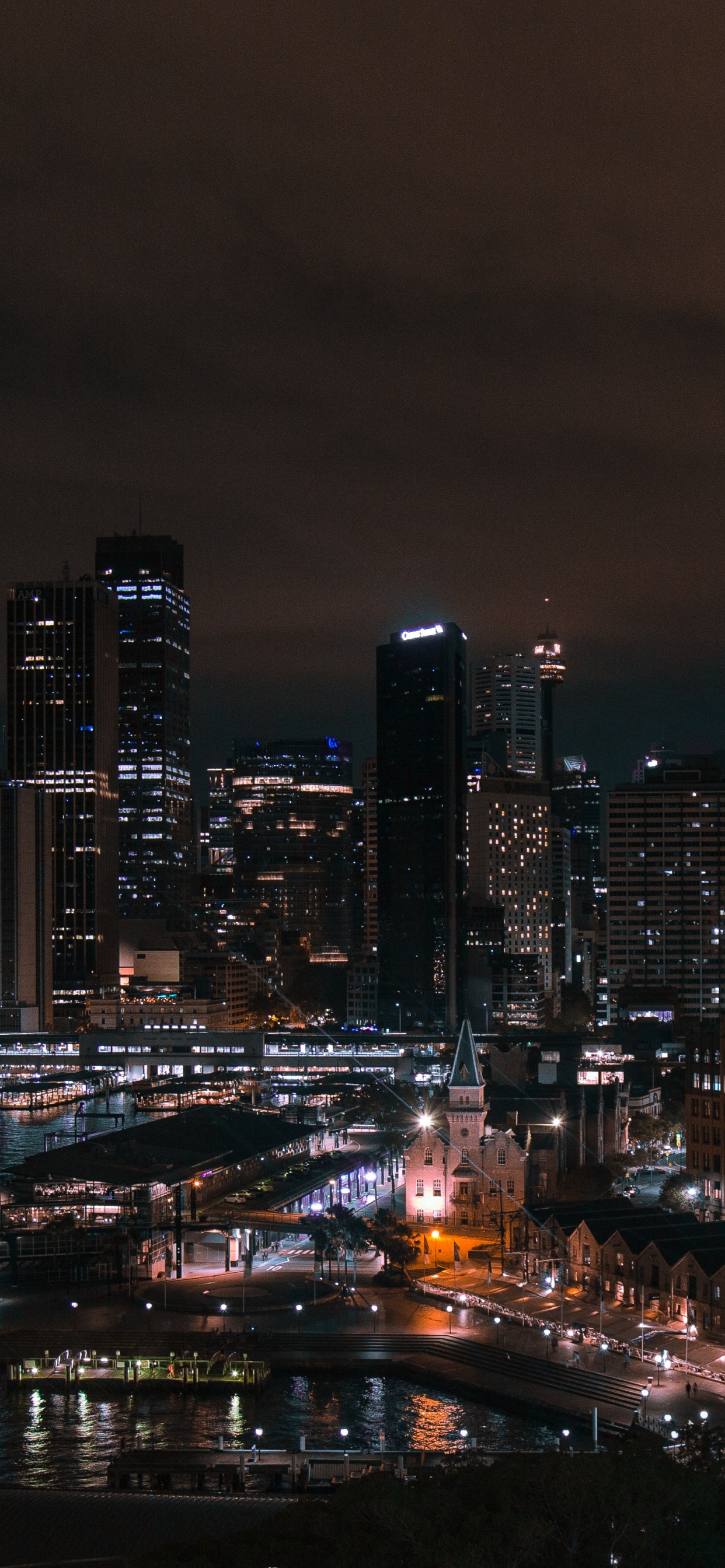 Обои город, городской пейзаж, метрополия, городской район, ночь в разрешении 1242x2688