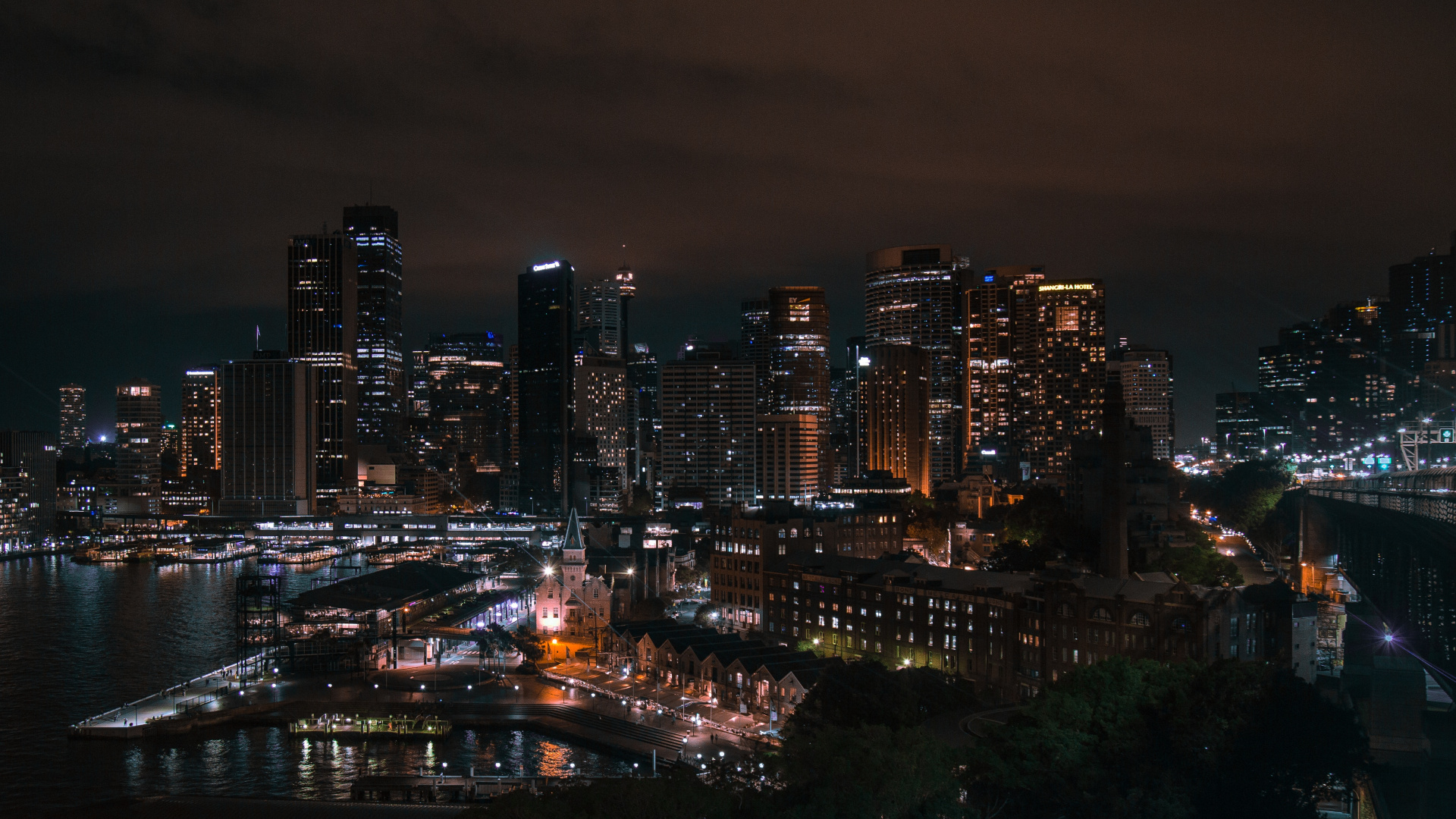 Обои город, городской пейзаж, метрополия, городской район, ночь в разрешении 1920x1080