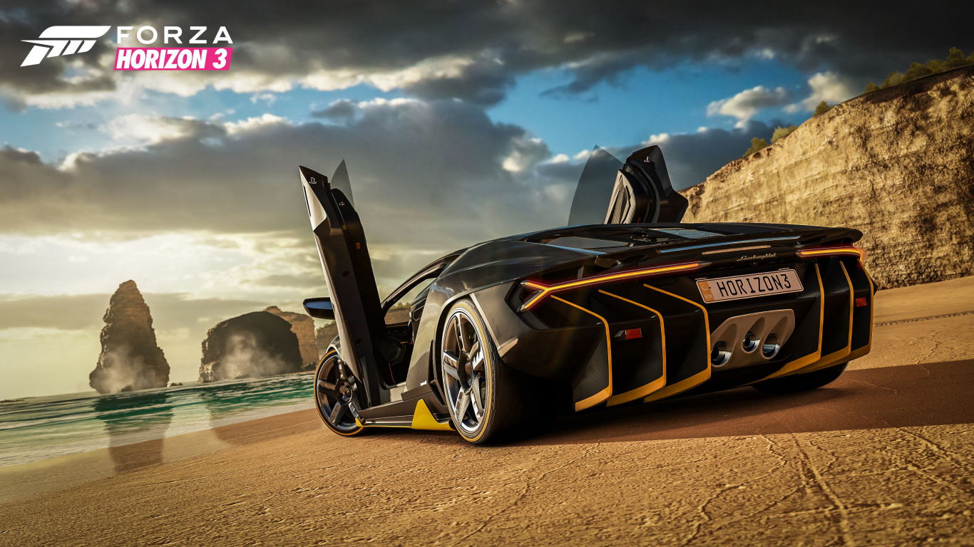 Обои горизонт Forza 3, горизонт форза, Playground Games, авто, суперкар в разрешении 1366x768