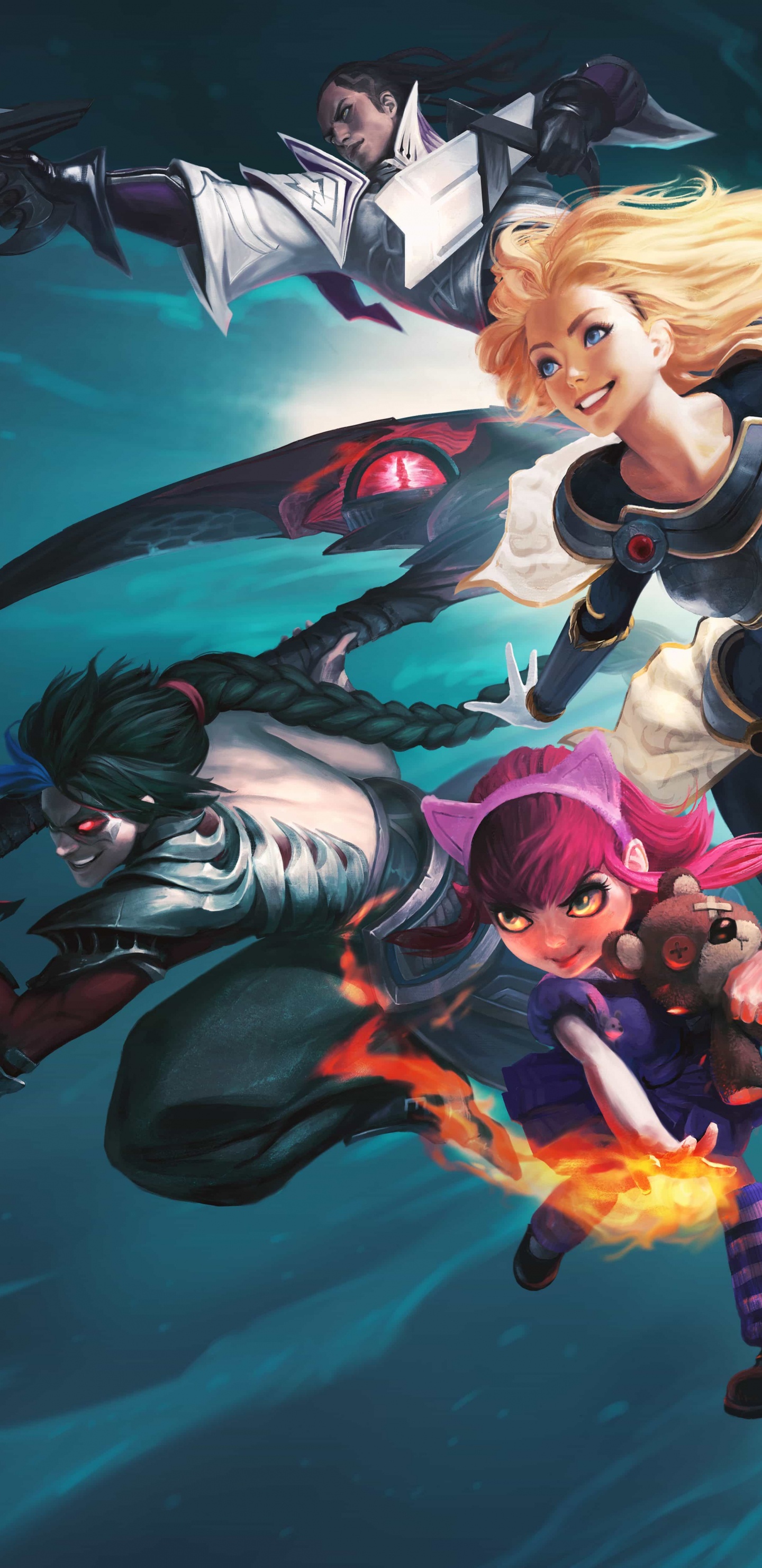 Обои Лига легенд, riot games, аниме, иллюстрация, забава в разрешении 1440x2960