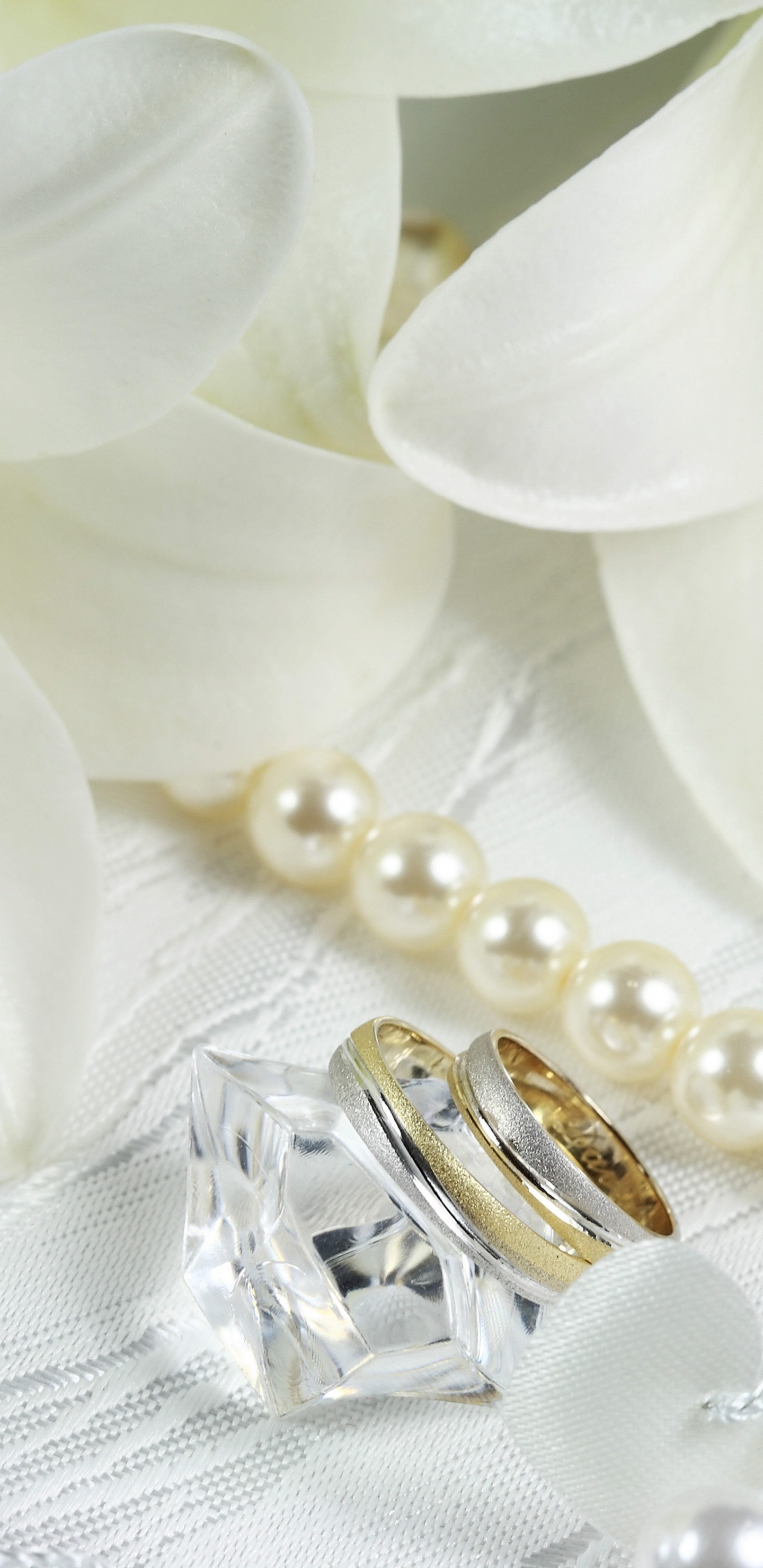 Обои свадьба, жемчужина, модный аксессуар, ювелирные изделия, драгоценный камень в разрешении 1440x2960