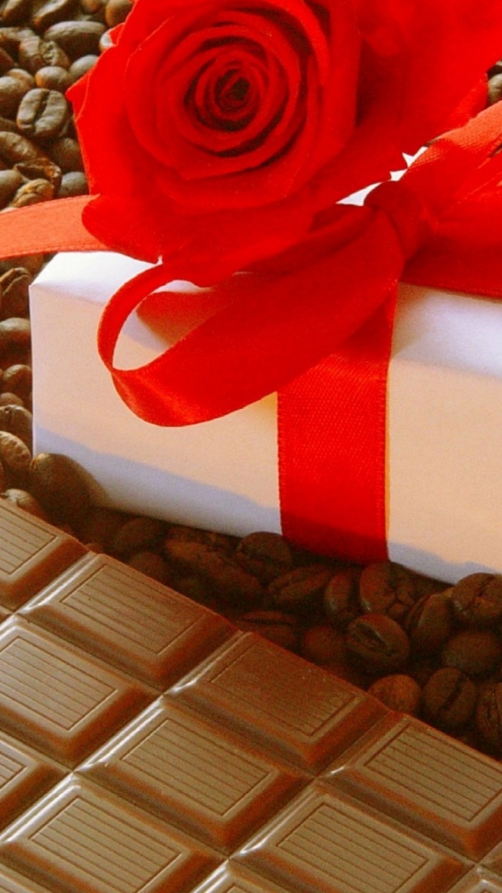Обои подарок, День Святого Валентина, дата рождения, шоколад, пища в разрешении 720x1280