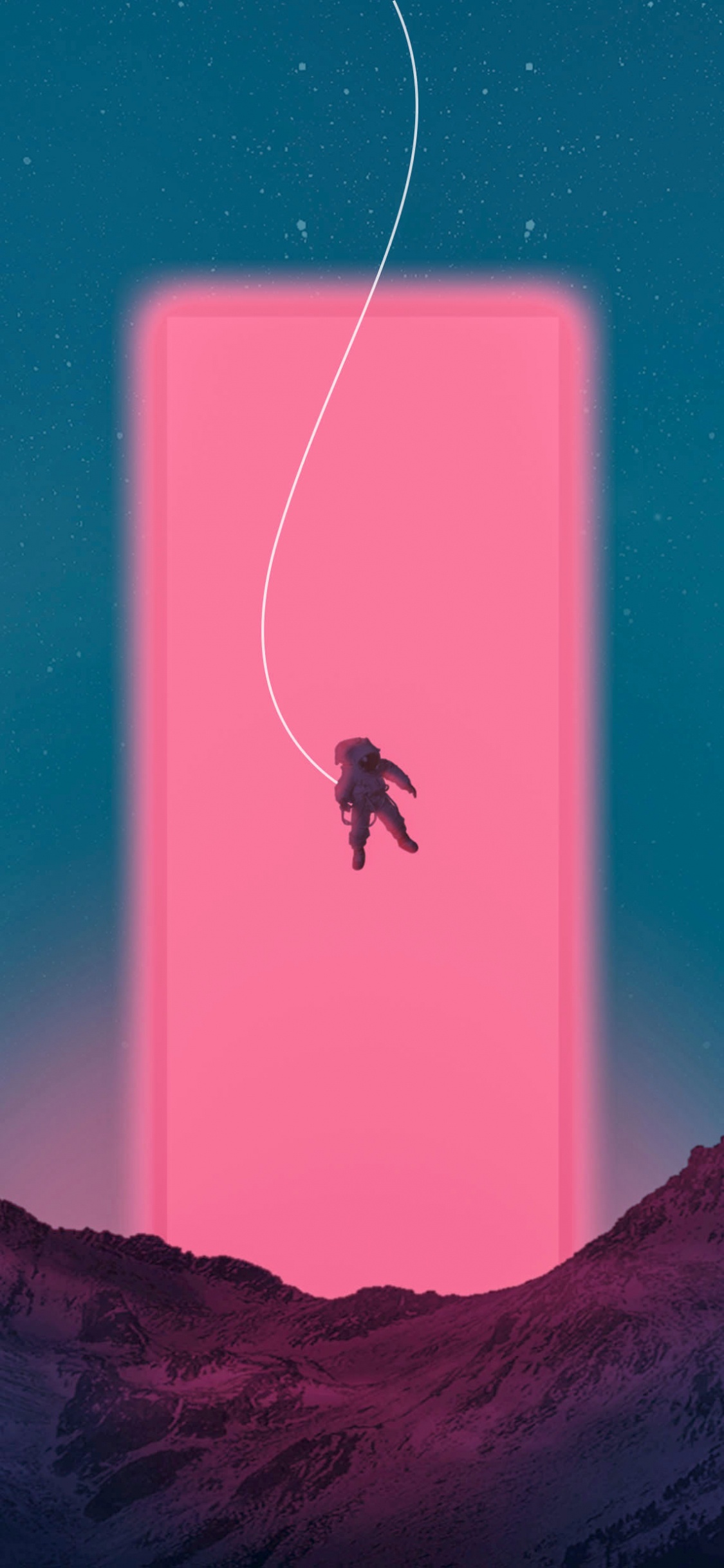 Обои розовый, экстремальный вид спорта, космос, иллюстрация, зима в разрешении 1125x2436