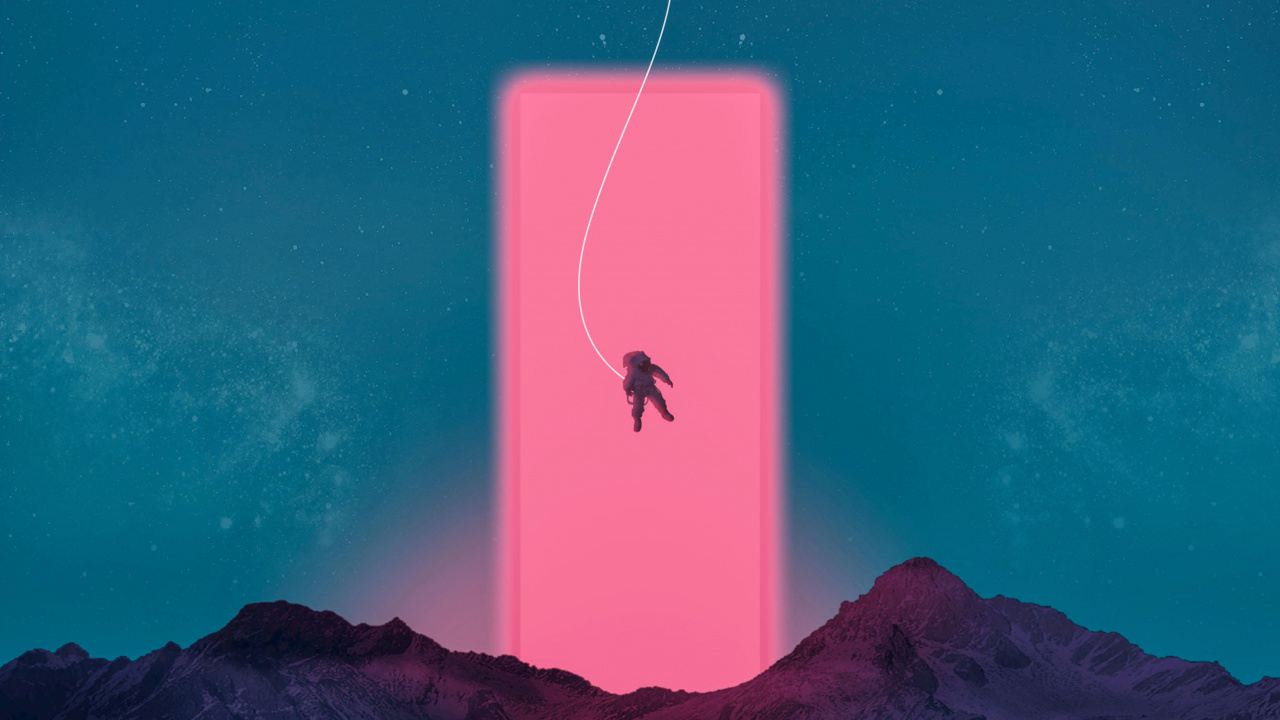 Обои розовый, экстремальный вид спорта, космос, иллюстрация, зима в разрешении 1280x720