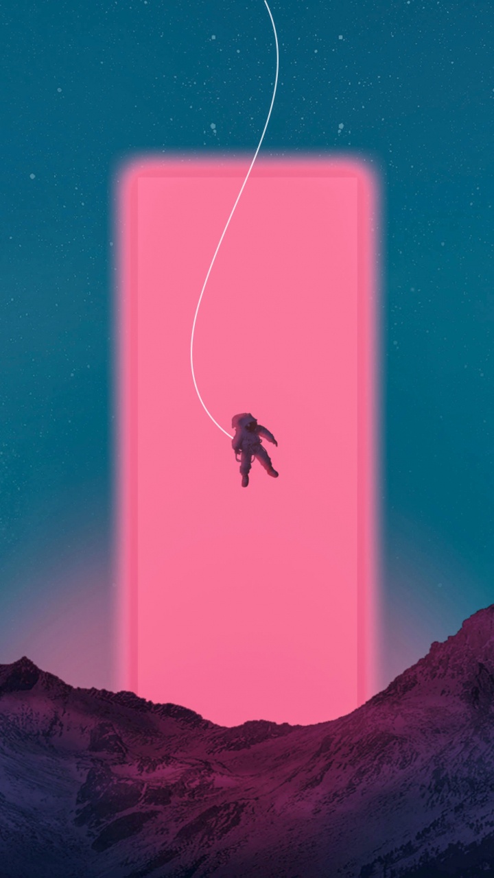 Обои розовый, экстремальный вид спорта, космос, иллюстрация, зима в разрешении 720x1280